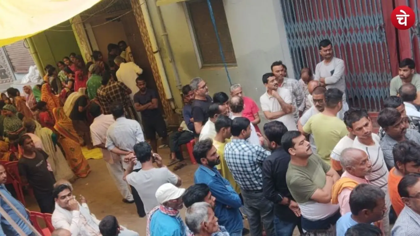 People arrived at the scene following the suspicious death of a woman in Bahraich